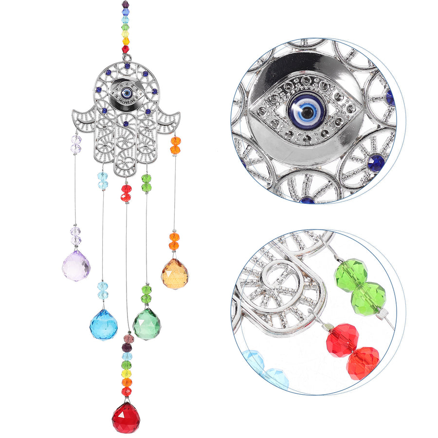 Pendentif Cristaux 7 Chakras capteurs de soleil main de Fatima contre le mauvais oeil - 4 modèles