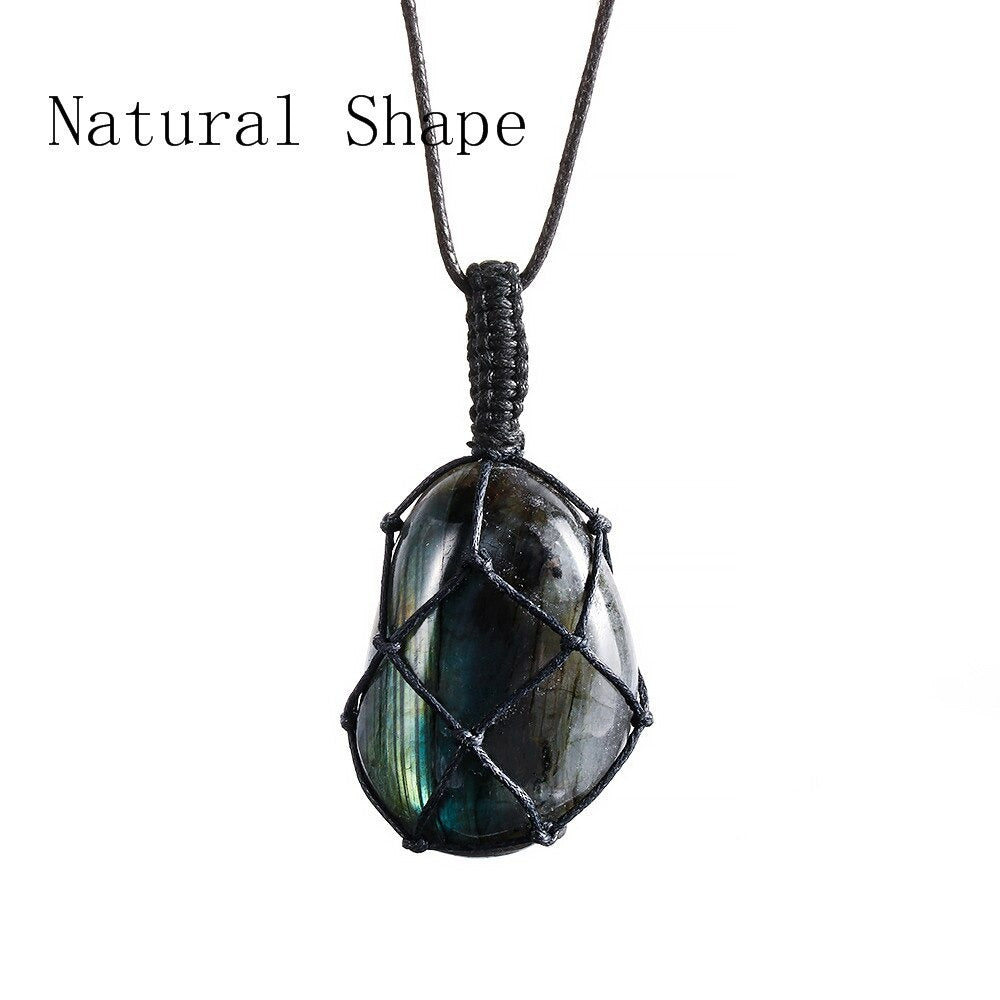 Dragons coeur Labradorite collier pierre naturelle pendentif enveloppement stresse Yoga