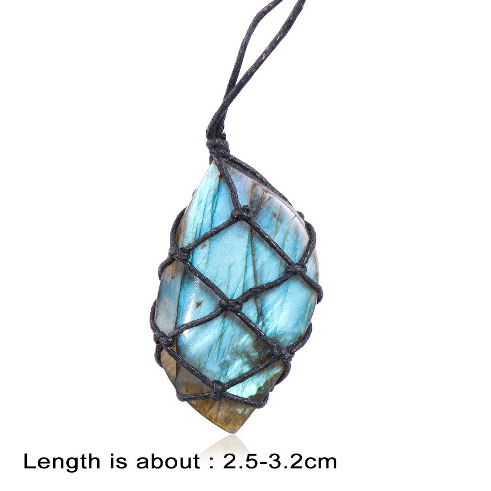 Dragons coeur Labradorite collier pierre naturelle pendentif enveloppement stresse Yoga
