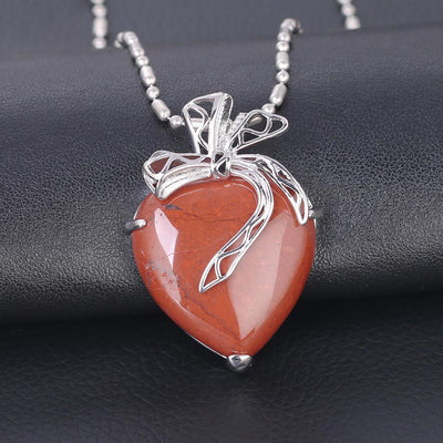 Collier avec pendentif en pierre cœur romantique - 6 Modèles disponibles