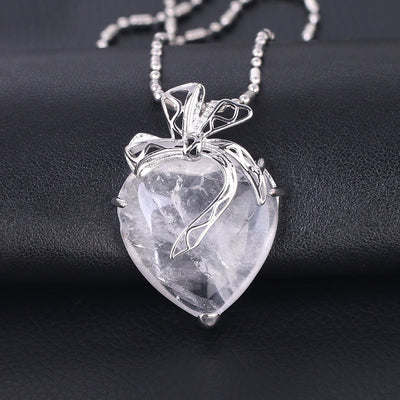 Collier avec pendentif en pierre cœur romantique - 6 Modèles disponibles