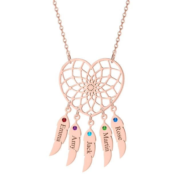 Collier pendentif Coeur Attrape rêve personnalisé