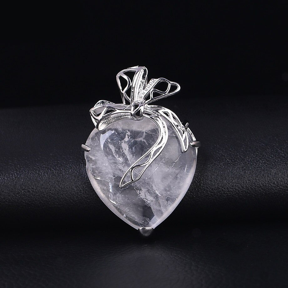 Collar con colgante de piedra de corazón romántico - 6 modelos disponibles