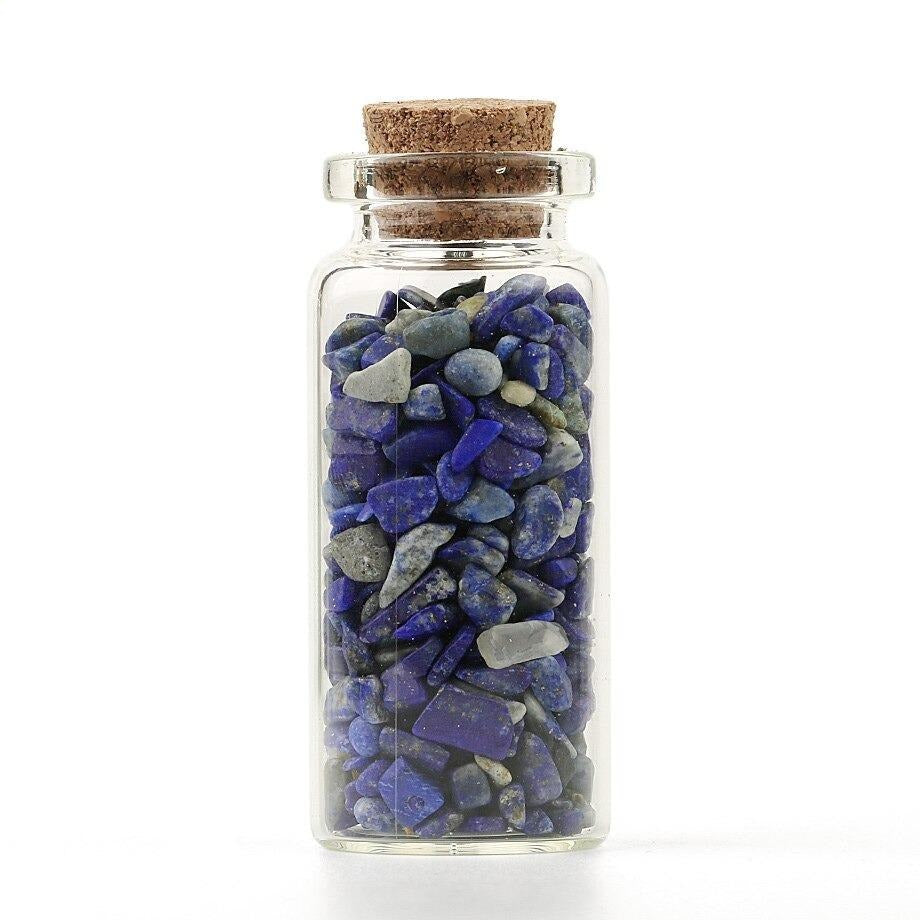 Mini botellas de deseo de vidrio, 52x21mm, piedras naturales, chip, decoración