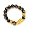 Bracelet de perles Feng Shui en obsidienne, bijoux en alliage de bouddha