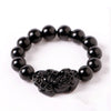 Bracelet de perles Feng Shui en obsidienne, bijoux en alliage de bouddha