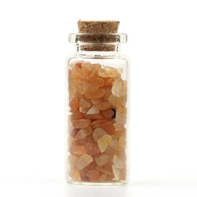 Mini botellas de deseo de vidrio, 52x21mm, piedras naturales, chip, decoración