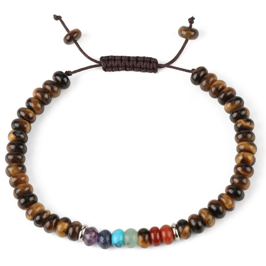 bracelet des 7 chakras en oeil de tigre