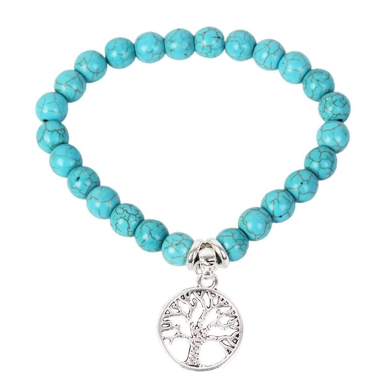 bracelet arbre de vie en pierres de turquoise bleue