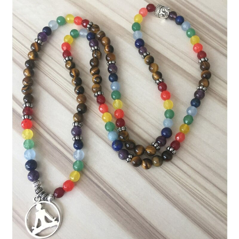 7 Chakra perlé Mala bouddha bracelet à breloques