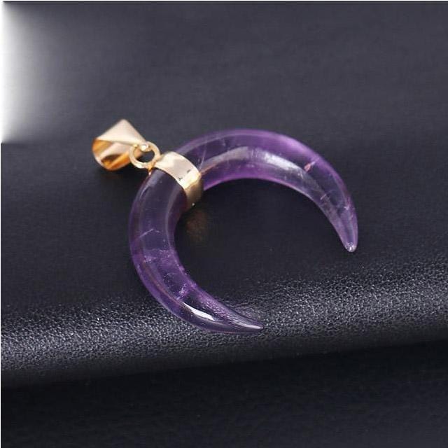 Moon Crescent colgante piedras naturales Luna creciente