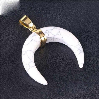 Pendentif Croissant de Lune Pierres Naturelles