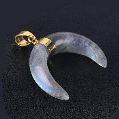 Pendentif Croissant de Lune Pierres Naturelles