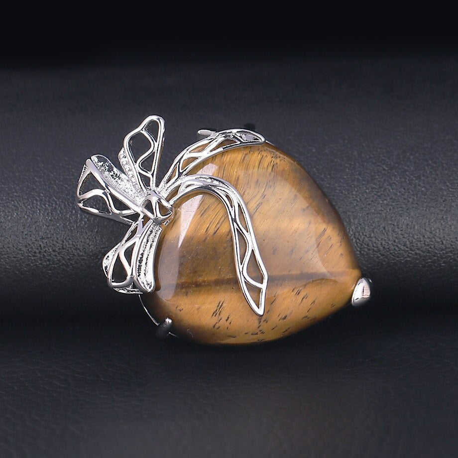 Collar con colgante de piedra de corazón romántico - 6 modelos disponibles