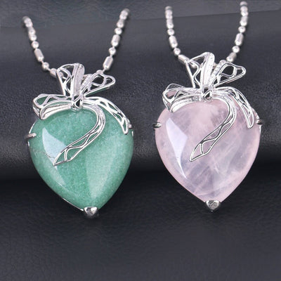 Collier avec pendentif en pierre cœur romantique - 6 Modèles disponibles