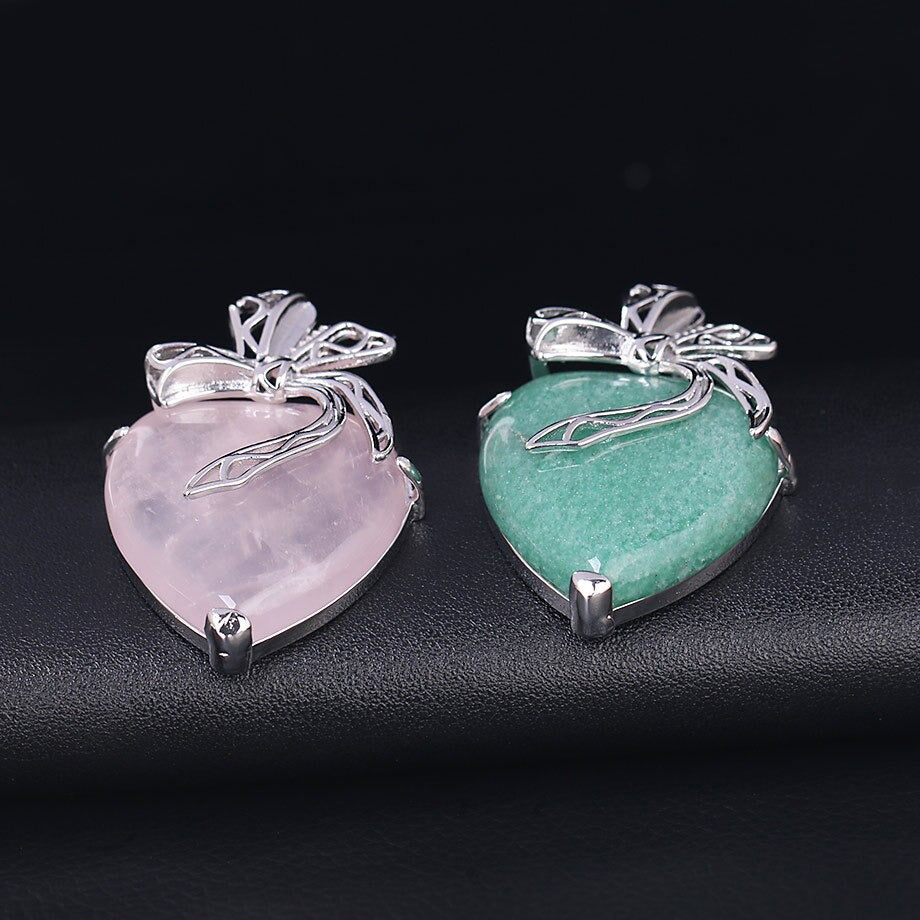 Collar con colgante de piedra de corazón romántico - 6 modelos disponibles