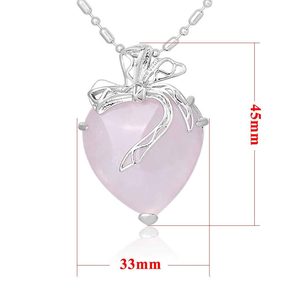 Collar con colgante de piedra de corazón romántico - 6 modelos disponibles