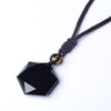 QIANXU-collier pendentif en étoile en obsidienne, Jade, bijou fin, noir