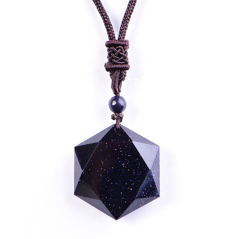 QIANXU-collier pendentif en étoile en obsidienne, Jade, bijou fin, noir