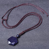 Colgante estrella QIANXU-necklace en obsidiana, jade, joyería fina,