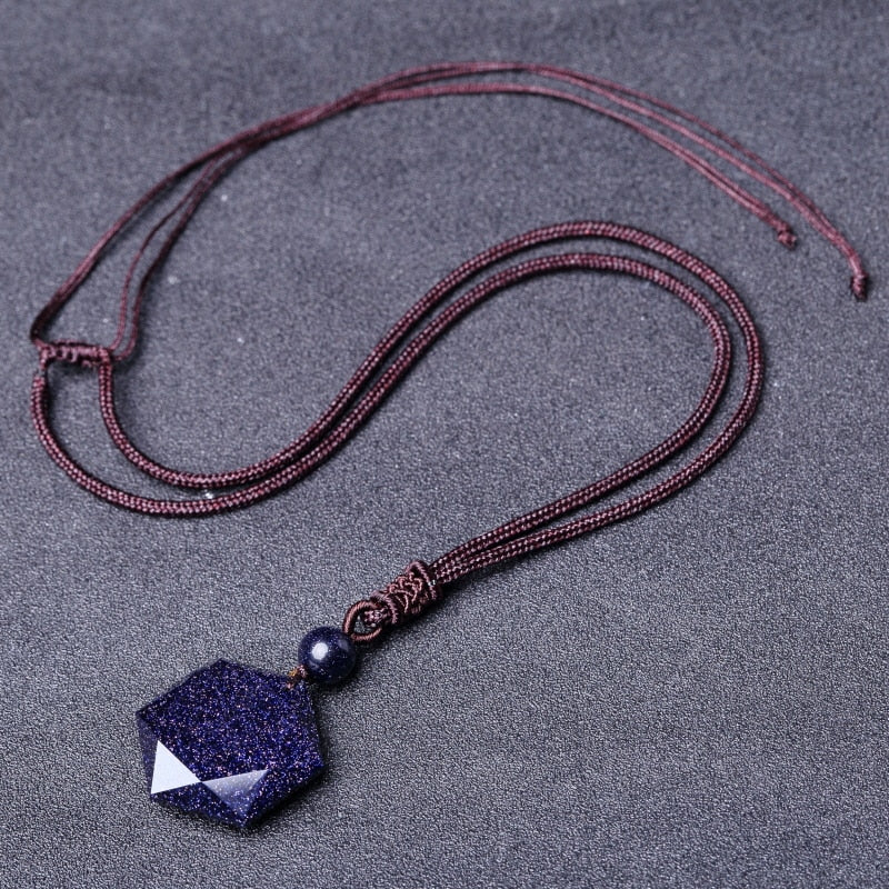 QIANXU-collier pendentif en étoile en obsidienne, Jade, bijou fin, noir