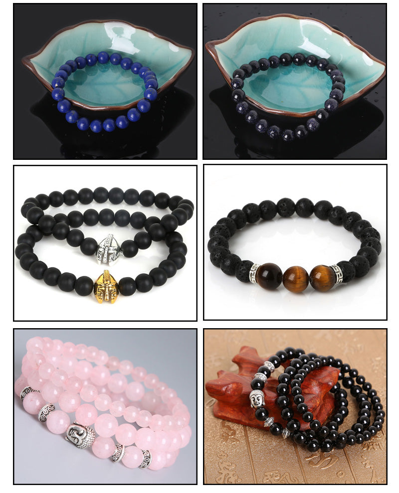 Fils de perles pierres pour la fabrication de bracelets ou colliers - 4 diamètres de perles disponibles