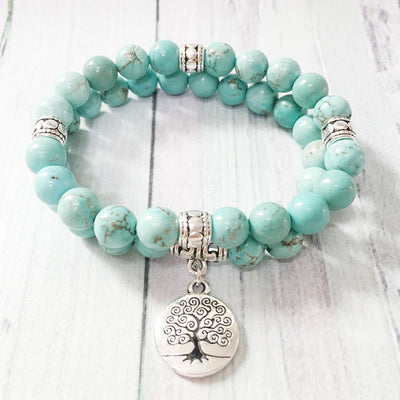 Bracelet élastique de Yoga, bijoux d'arbre de vie, pierre de Protection pour guérison