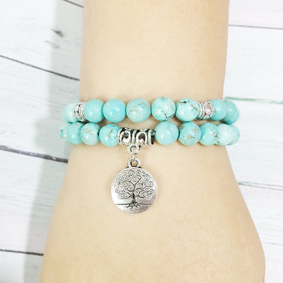 Bracelet élastique de Yoga, bijoux d'arbre de vie, pierre de Protection pour guérison