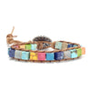 Bracelet en cuir bohème avec 7 chakras, pierre Druzy de guérison naturelle