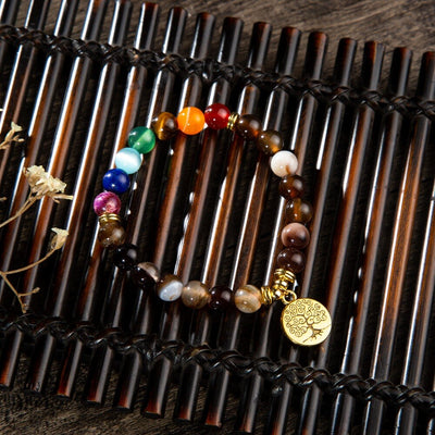 Bracelet perles 7 Chakras Reiki avec médaille - Plusieurs modèles