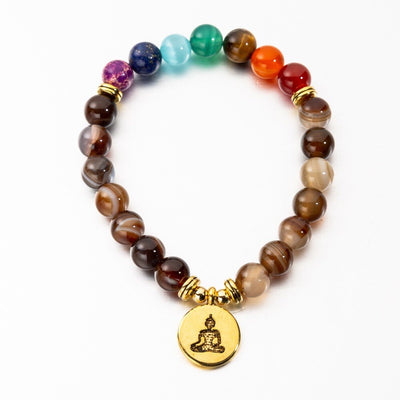 Bracelet perles 7 Chakras Reiki avec médaille - Plusieurs modèles