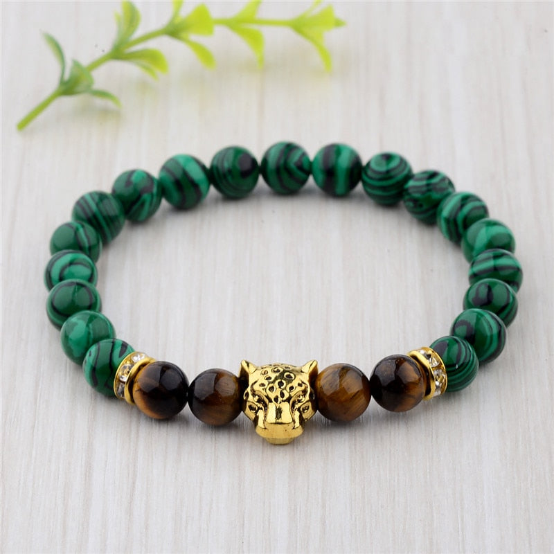 Pierre tête de léopard Bracelet perlé nouvelle mode pierre naturelle oeil de tigre