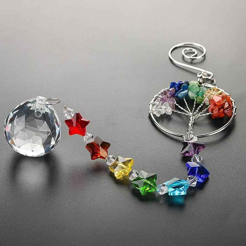 Decoración Crystal Sun Catcher "7 Chakras" y Árbol de la Vida