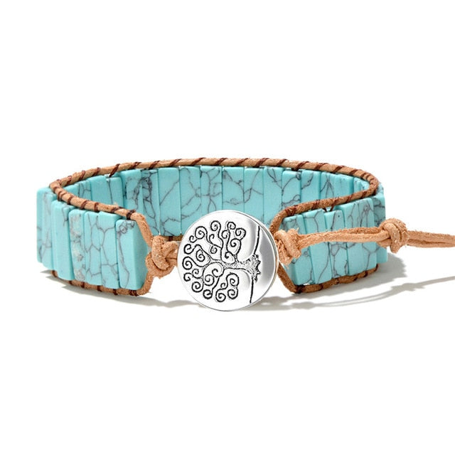 Bracelet 7 Chakras pierres naturelles et cordon en cuir - 30 modèles différents disponibles