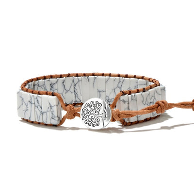 Bracelet 7 Chakras pierres naturelles et cordon en cuir - 30 modèles différents disponibles