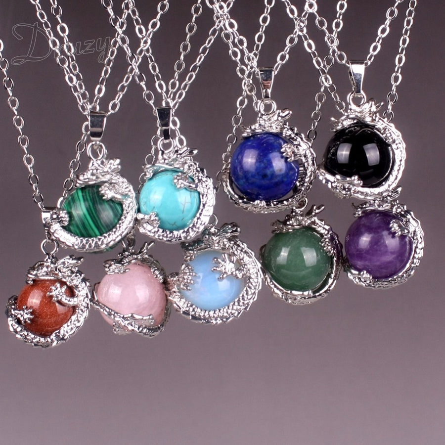 bijoux femmes vraie améthyste Roses Quartz pierre naturelle 3D Dragon & Serpent