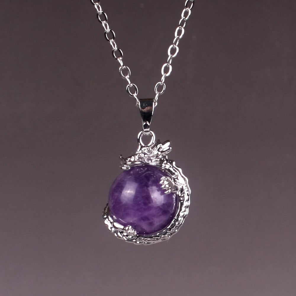bijoux femmes vraie améthyste Roses Quartz pierre naturelle 3D Dragon & Serpent
