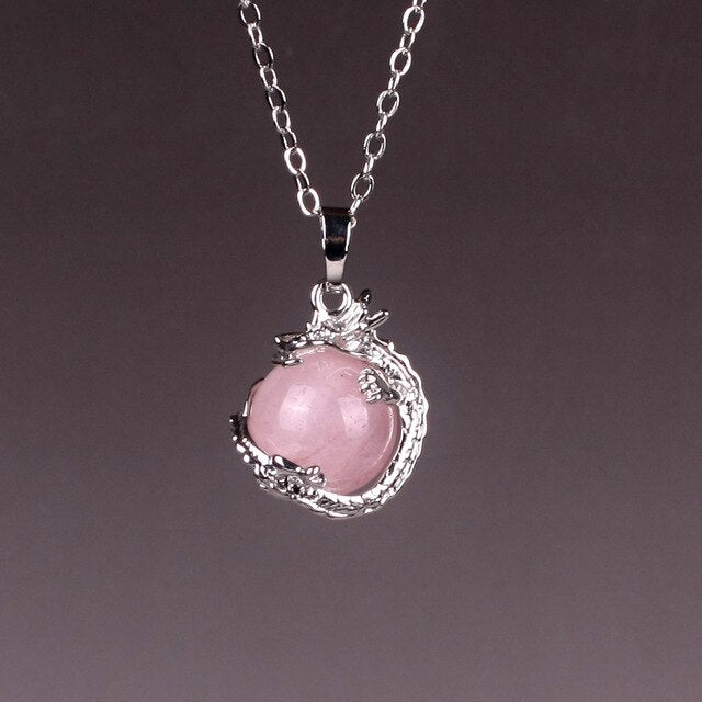 bijoux femmes vraie améthyste Roses Quartz pierre naturelle 3D Dragon & Serpent