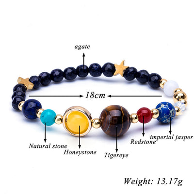 Bracelet en pierres naturelles galaxie huit planètes univers