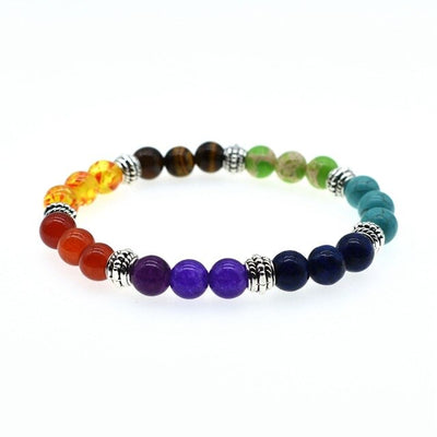 Pulseras de piedra natural Ojo de tigre 7 Chakras, Cuentas de equilibrio de yoga