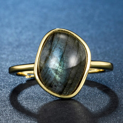 Pierres précieuses en Labradorite naturelle, bijou fin, bague d'arme de héros en argent Sterling 925