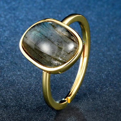 Pierres précieuses en Labradorite naturelle, bijou fin, bague d'arme de héros en argent Sterling 925