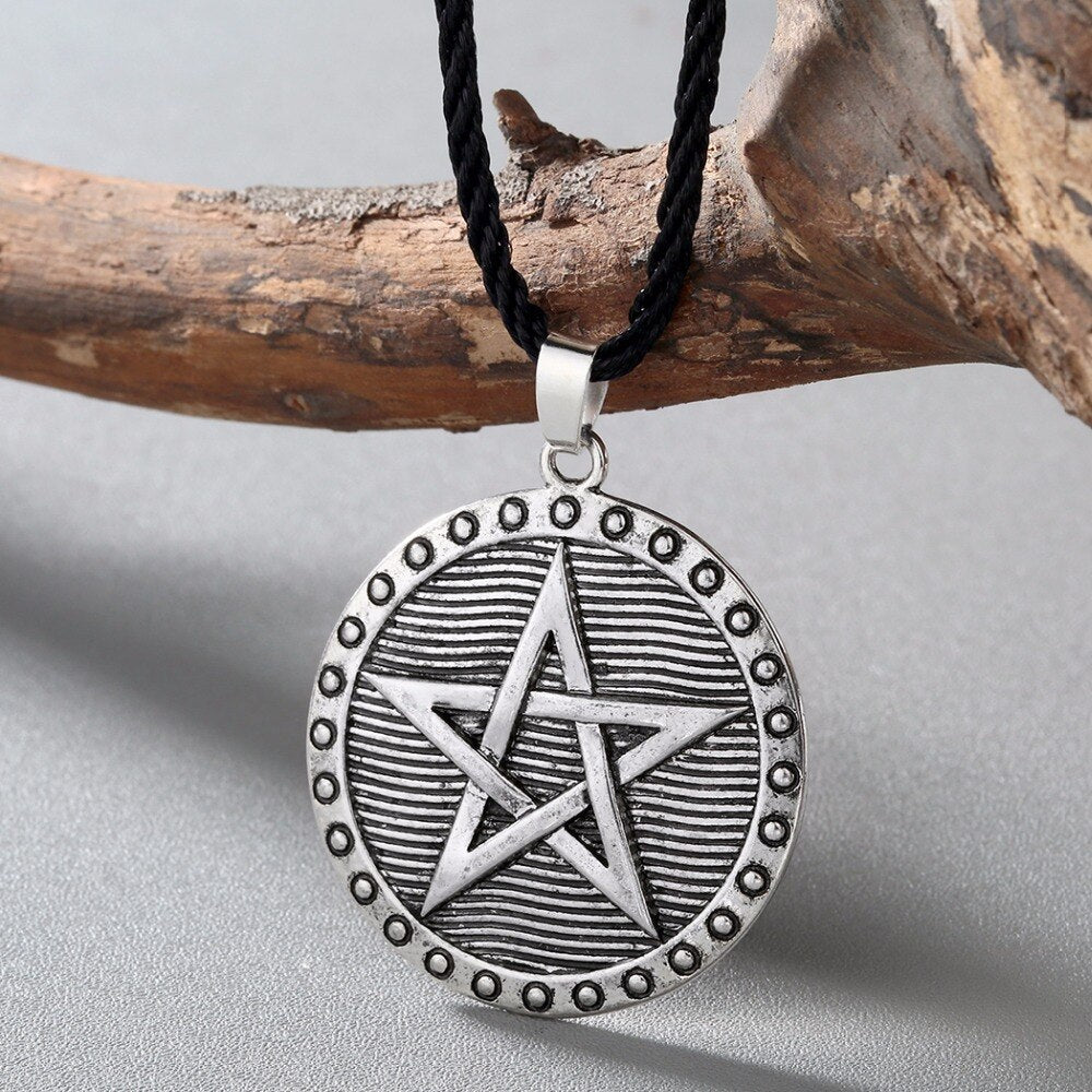 Vintage nordique Viking Pentacle pentagramme pendentif collier Protection étoile amulette