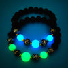 Bracelet en perles lumineuses élastique tendance, pierre de lave naturelle, bracelet en pierre fluorescente