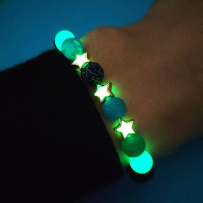Bracelet en perles lumineuses élastique tendance, pierre de lave naturelle, bracelet en pierre fluorescente