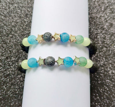 Bracelet en perles lumineuses élastique tendance, pierre de lave naturelle, bracelet en pierre fluorescente