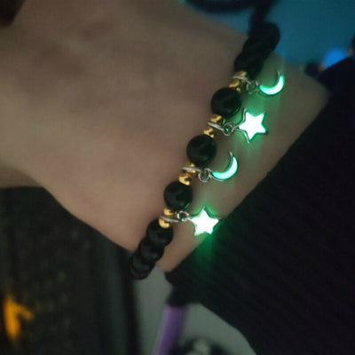 Bracelet en perles lumineuses élastique tendance, pierre de lave naturelle, bracelet en pierre fluorescente