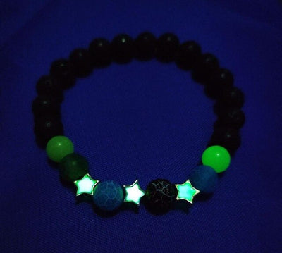 Bracelet en perles lumineuses élastique tendance, pierre de lave naturelle, bracelet en pierre fluorescente
