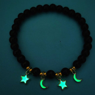 Bracelet en perles lumineuses élastique tendance, pierre de lave naturelle, bracelet en pierre fluorescente