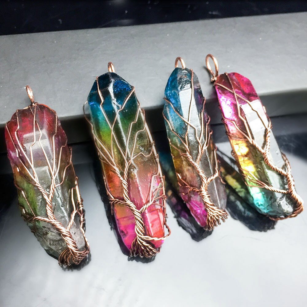 7 Chakra pierre naturelle arbre de vie pendentif
